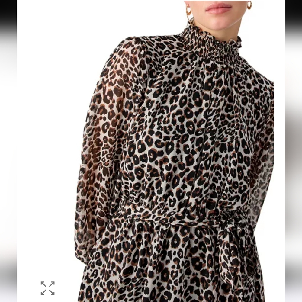 Sanctuary Too Fab Smocked Short Mini Dress Leopard Print, Size S NWT - Picture 8 of 10